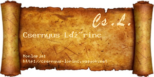 Csernyus Lőrinc névjegykártya
