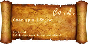 Csernyus Lőrinc névjegykártya